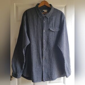 Carbon 2 Cobalt Men's Navy Blue/White Check Long Sleeve Button-down Shirt XL